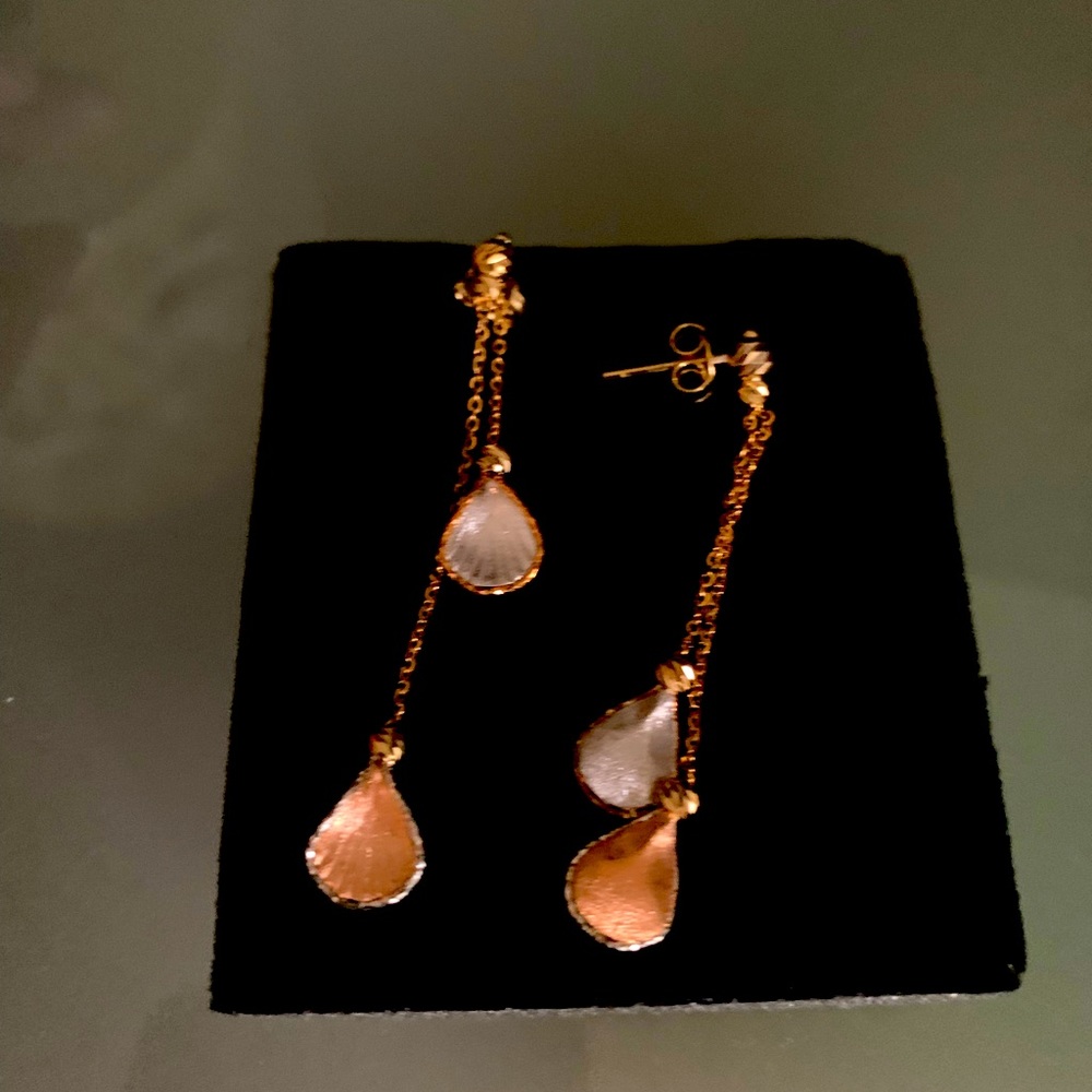 14K Tri-color Gold Calla Lilies Drop Earring